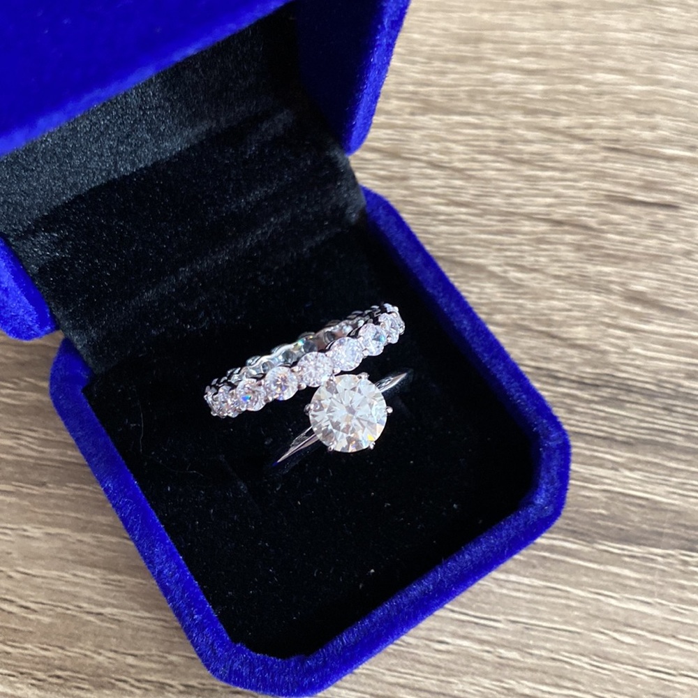 2 Ct Certified Moissanite Diamond Rings Platinum S925 NEW